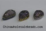 NGC1853 22*30mm - 25*35mm flat teardrop plated druzy amethyst connectors