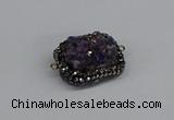 NGC1857 15*35mm - 22*30mm rectangle plated druzy amethyst connectors