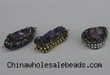 NGC1865 15*30mm - 25*35mm freeform plated druzy amethyst connectors