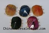 NGC209 30*40mm freeform agate gemstone connectors wholesale