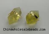 NGC261 18*30mm - 20*35mm faceted nuggets lemon quartz connectors