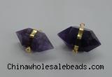 NGC262 18*30mm - 20*35mm faceted nuggets amethyst connectors