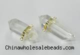 NGC266 15*45mm - 18*50mm faceted nuggets white crystal connectors