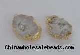 NGC267 35*45mm - 40*50mm freeform plated druzy agate connectors