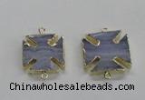 NGC274 22*22mm - 24*24mm blue lace agate gemstone connectors