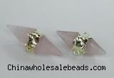 NGC347 18*30mm - 15*45mm faceted bicone rose quartz connectors