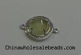 NGC5023 20mm flat round lemon quartz with rhinestone connectors