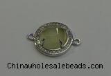 NGC5023 20mm flat round lemon quartz with rhinestone connectors