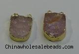 NGC5026 20*35mm - 25*40mm freeform rose quartz connectors