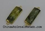 NGC5080 12*30mm - 15*35mm rectangle green rutilated quartz connectors