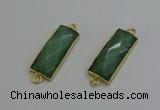 NGC5084 12*30mm - 15*35mm faceted rectangle green aventurine connectors