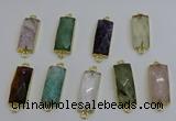 NGC5092 12*30mm - 15*35mm faceted rectangle mixed gemstone connectors