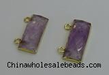 NGC5097 12*30mm - 15*35mm faceted rectangle light amethyst connectors