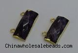 NGC5108 12*30mm - 15*35mm faceted rectangle amethyst connectors