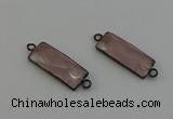 NGC5189 12*30mm - 15*30mm faceted rectangle rose quartz connectors