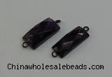 NGC5199 12*30mm - 15*30mm faceted rectangle amethyst connectors
