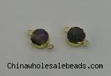 NGC5219 15mm - 16mm coin druzy amethyst gemstone connectors