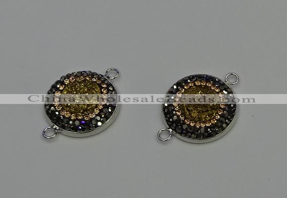 NGC5325 20mm - 22mm coin plated druzy agate connectors