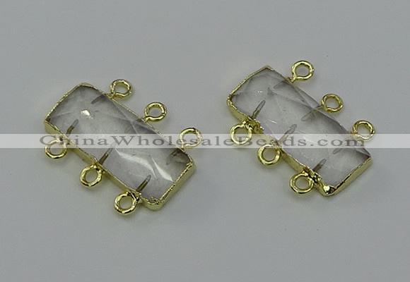 NGC5350 12*30mm - 15*30mm faceted rectangle white crystal connectors