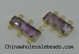 NGC5352 12*30mm - 15*30mm faceted rectangle light amethyst connectors
