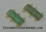 NGC5359 12*30mm - 15*30mm faceted rectangle amazonite connectors