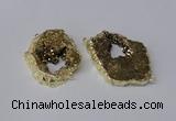 NGC536 25*35mm - 35*45mm plated druzy agate gemstone connectors