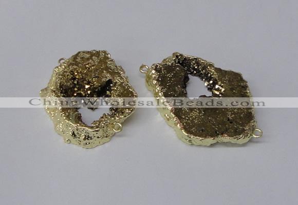 NGC536 25*35mm - 35*45mm plated druzy agate gemstone connectors