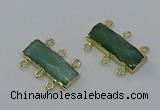 NGC5361 12*30mm - 15*30mm faceted rectangle green aventurine connectors