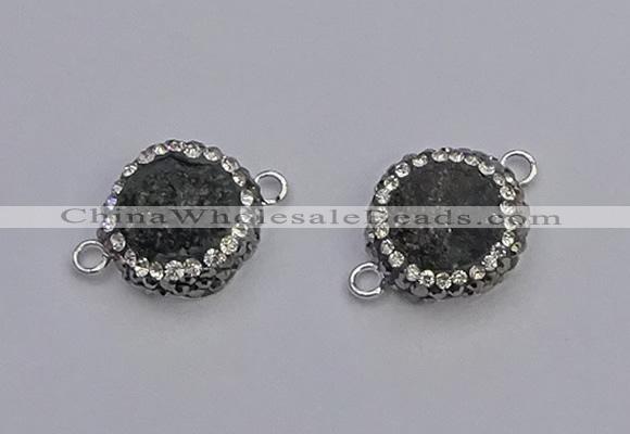 NGC5461 14mm - 15mm flower plated druzy agate connectors wholesale