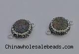 NGC5463 14mm - 15mm flower plated druzy agate connectors wholesale
