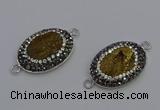 NGC5475 18*25mm oval plated druzy agate gemstone connectors