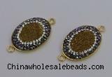 NGC5486 18*25mm oval plated druzy agate gemstone connectors