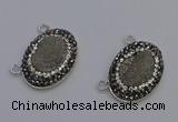 NGC5490 18*25mm oval plated druzy agate gemstone connectors