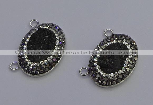 NGC5491 18*25mm oval plated druzy agate gemstone connectors