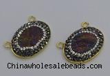 NGC5503 18*25mm oval plated druzy agate gemstone connectors