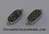 NGC5549 10*22mm - 12*25mm freeform plated druzy quartz connectors