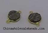 NGC5594 15mm - 16mm coin plated druzy agate connectors wholesale