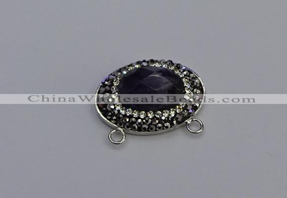 NGC5648 18*25mm faceted oval amethyst gemstone connectors