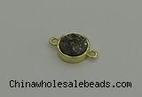 NGC5778 12mm coin plated druzy agate connectors wholesale