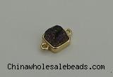 NGC5792 10*10mm square plated druzy agate connectors wholesale