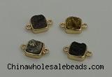 NGC5796 10*10mm square plated druzy agate connectors wholesale