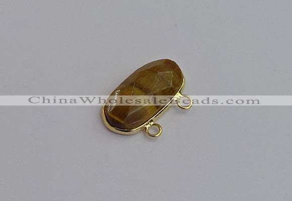 NGC5822 13*25mm faceted oval yellow tiger eye connectors wholesale