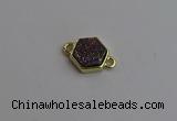 NGC5853 12*12mm hexagon plated druzy agate connectors wholesale