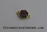 NGC5853 12*12mm hexagon plated druzy agate connectors wholesale