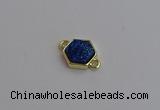 NGC5854 12*12mm hexagon plated druzy agate connectors wholesale