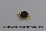 NGC5857 12*12mm hexagon plated druzy agate connectors wholesale