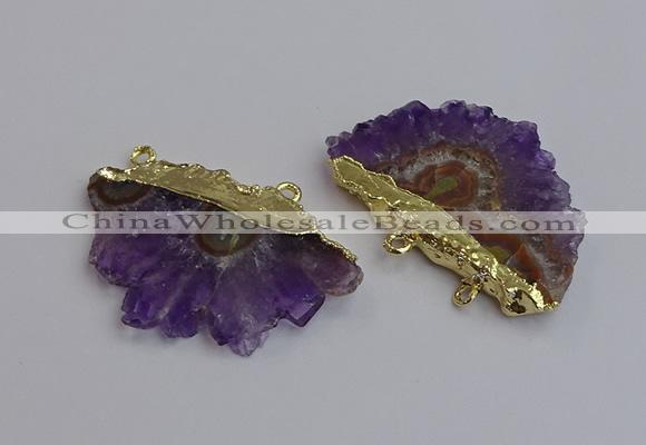 NGC5874 35*55mm - 40*60mm freeform druzy amethyst connectors