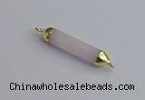 NGC5942 8*40mm tube rose quartz connectors wholesale