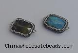 NGC5961 18*22mm faceted rectangle labradorite connectors wholesale