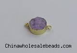 NGC5965 15mm coin plated druzy agate connectors wholesale